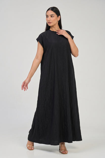 Black Minimalist Cap Sleeve Inner Dress