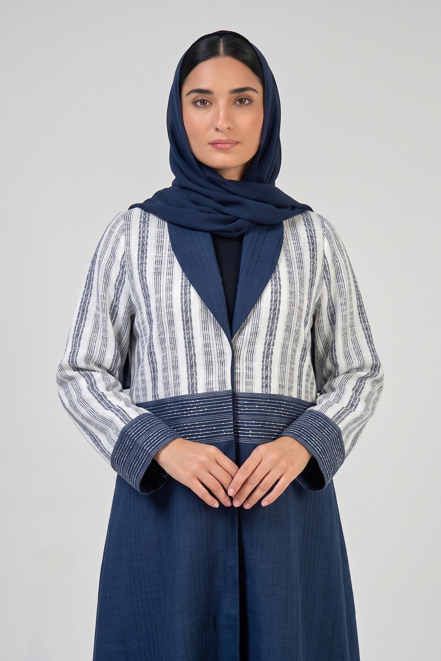 Striped Contrast Panel Abaya
