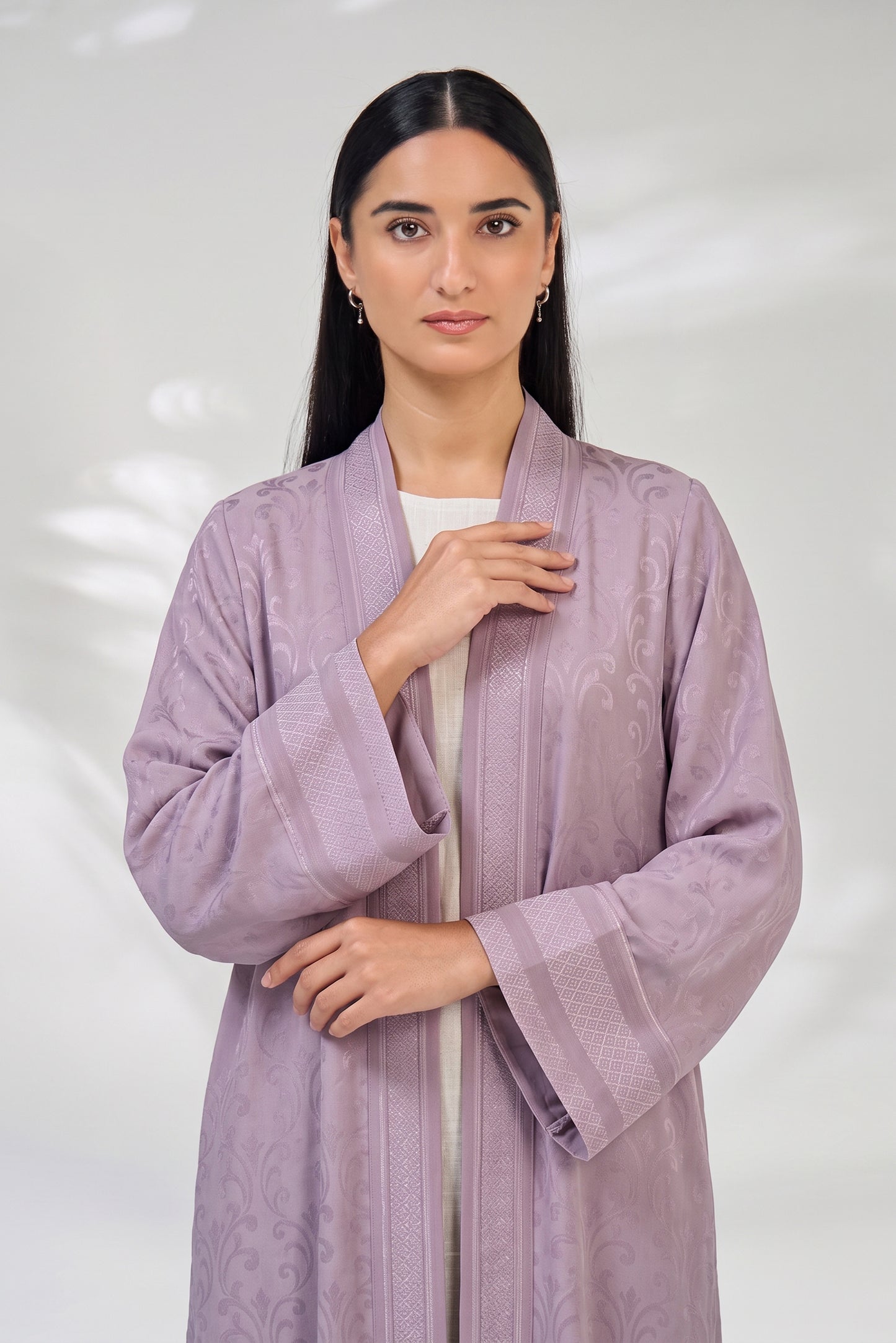 Lavender Arabesque Kimono Abaya