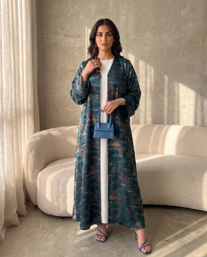 Abstract Horizon Textured Jade Abaya