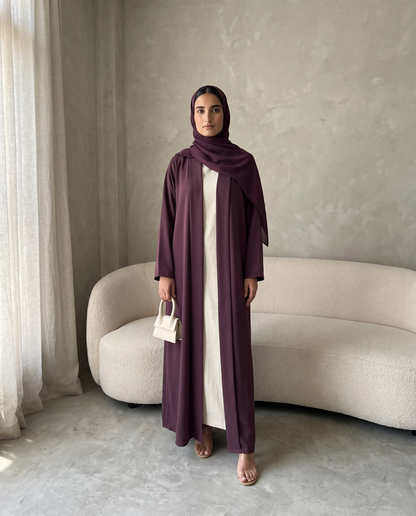 Mulberry Plum Pleated Abaya