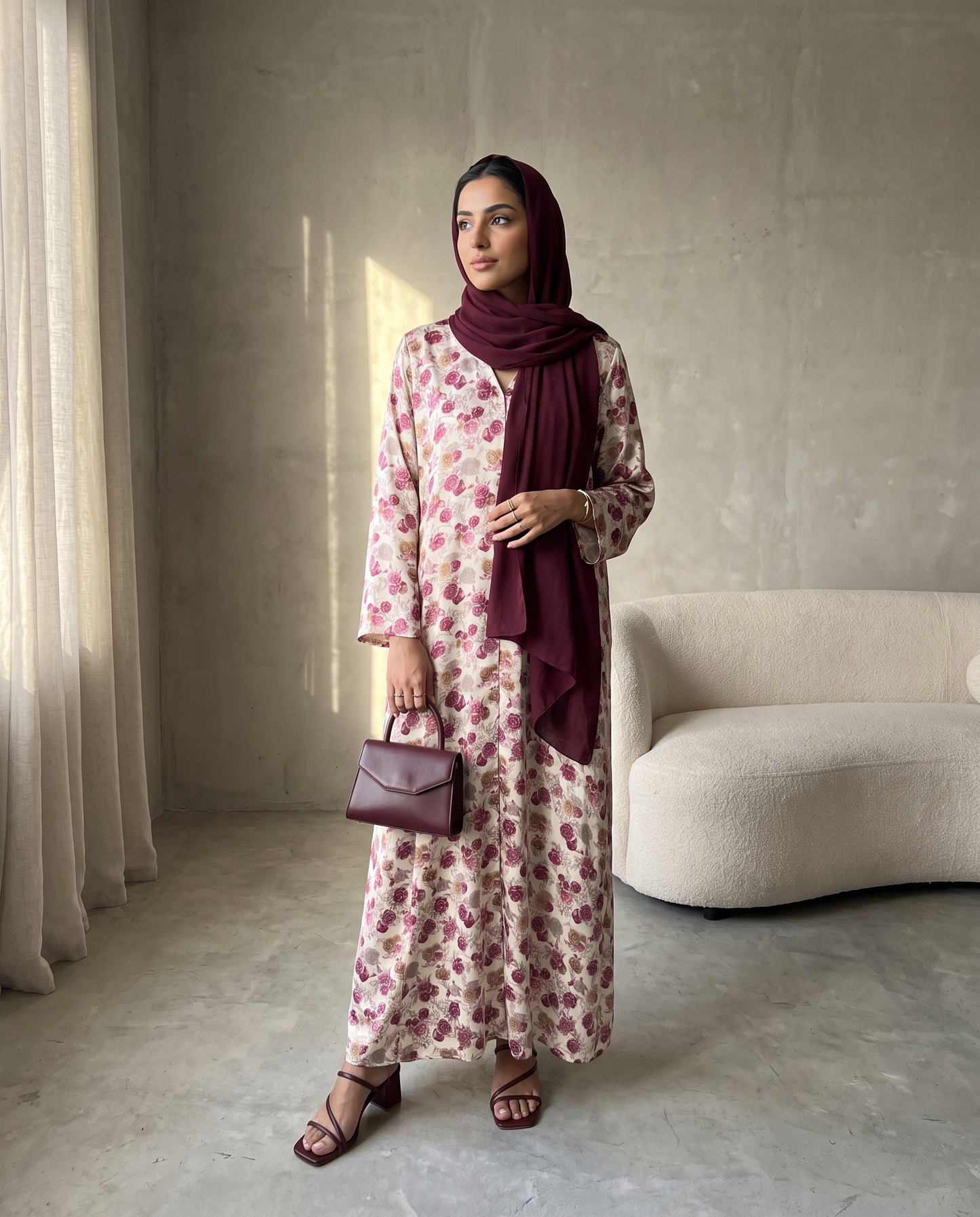 Vintage Rose Printed Abaya