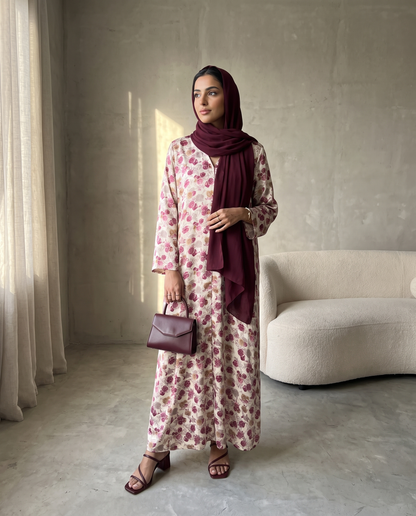 Vintage Rose Printed Abaya