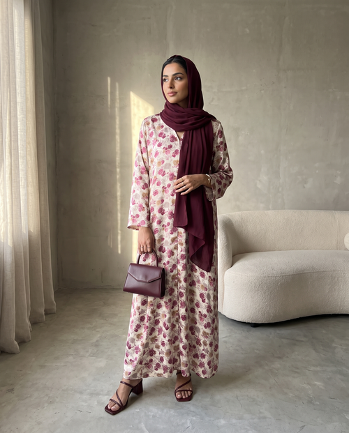 Vintage Rose Printed Abaya