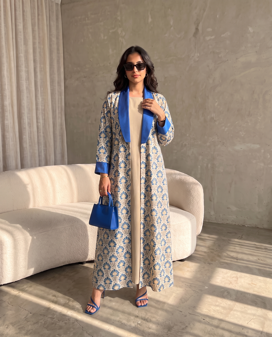 Azure Heritage Shawl Collar Abaya