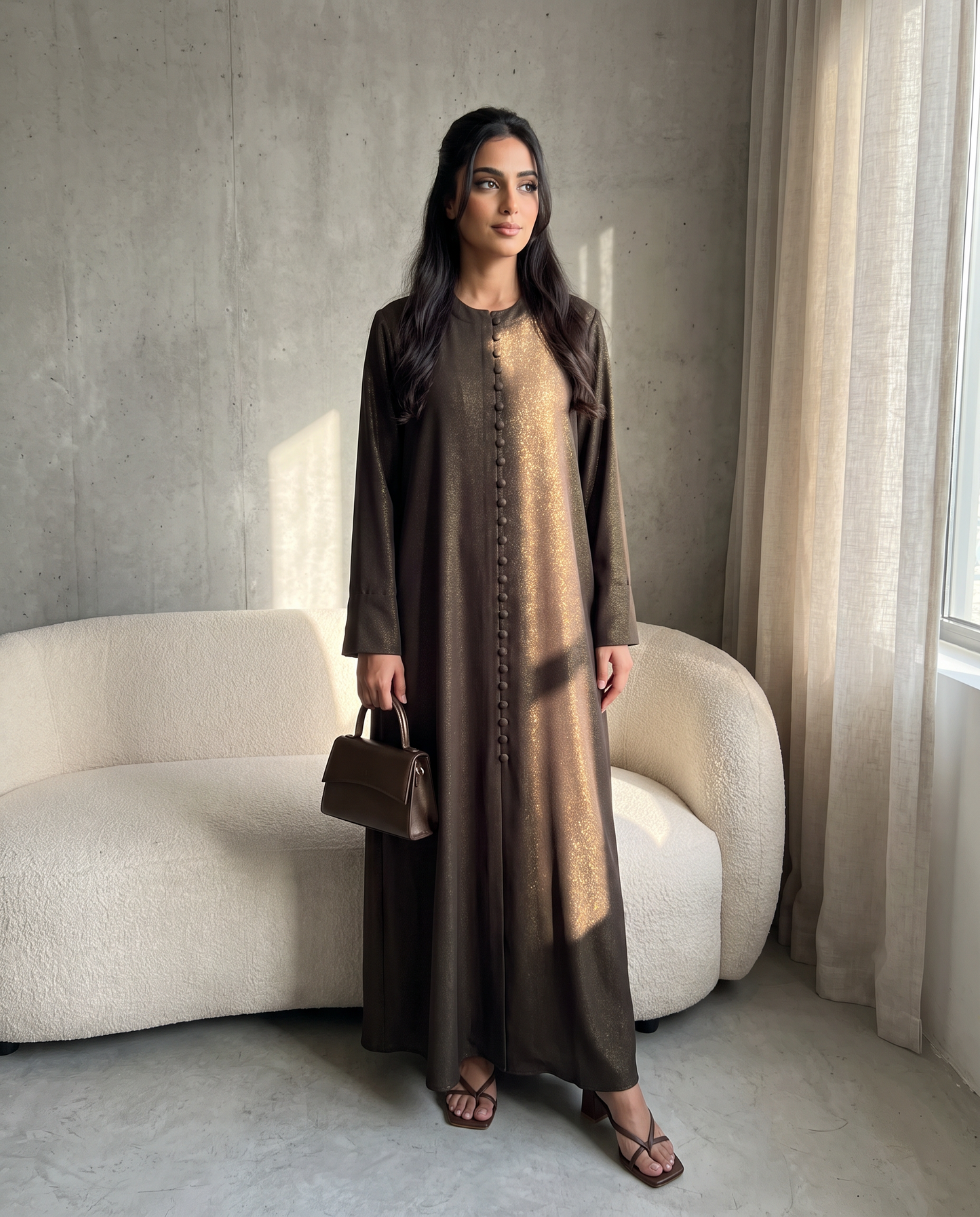 Tailored Bronze Button Abaya