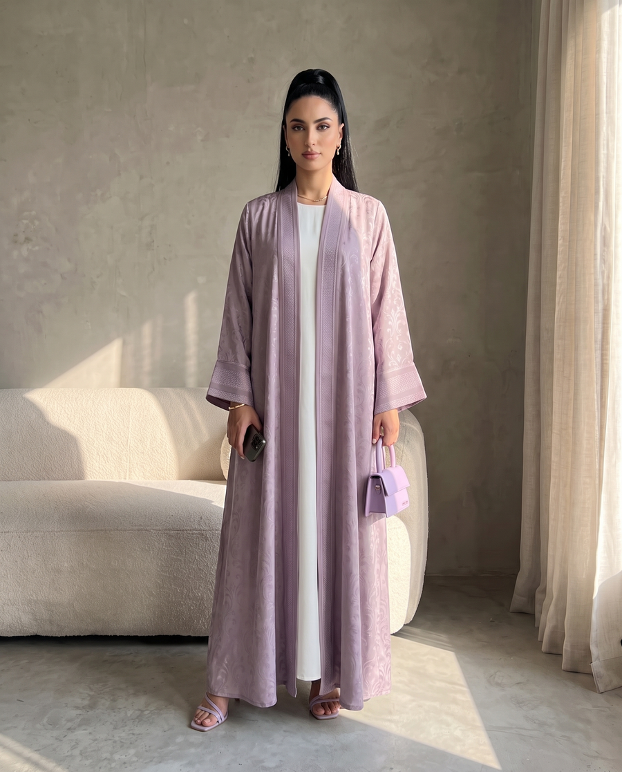 Lavender Arabesque Kimono Abaya