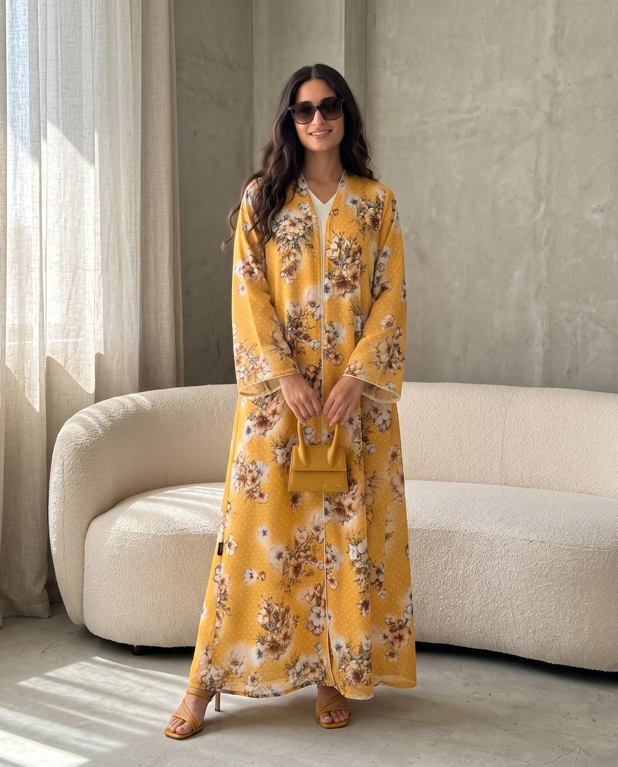 Golden Bloom Abaya