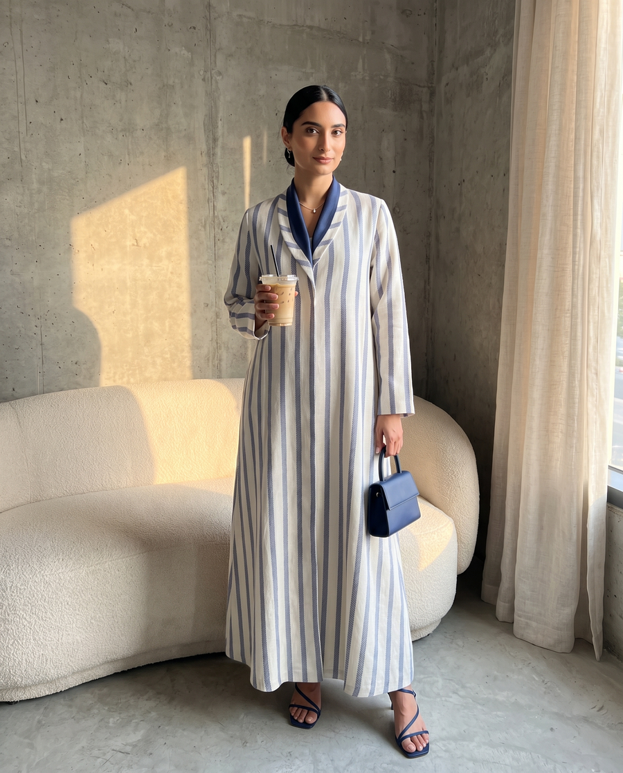 Azure Stripe Abaya