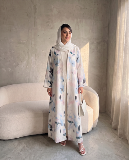 Pastel Watercolor Floral Abaya