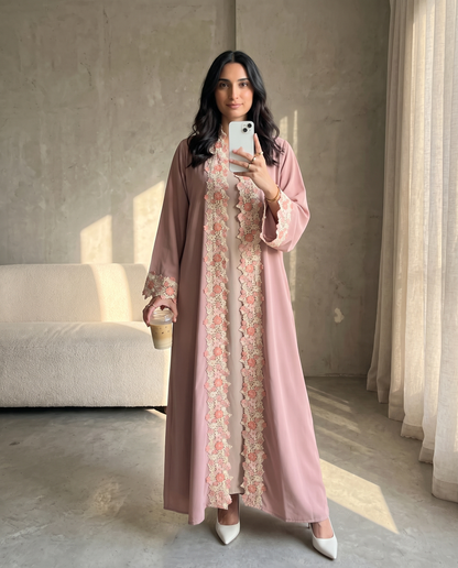 Blossom Lace Rose Abaya