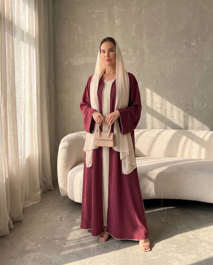 Cedar Classic Abaya with Contrast Piping