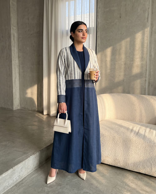 Striped Contrast Panel Abaya