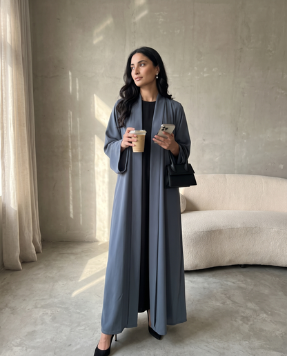 Slate Blue Pleated Abaya