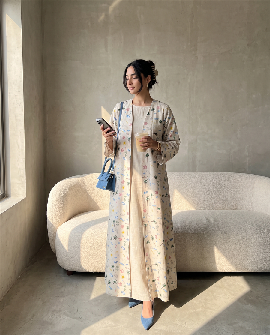 Adventure Print Casual Abaya