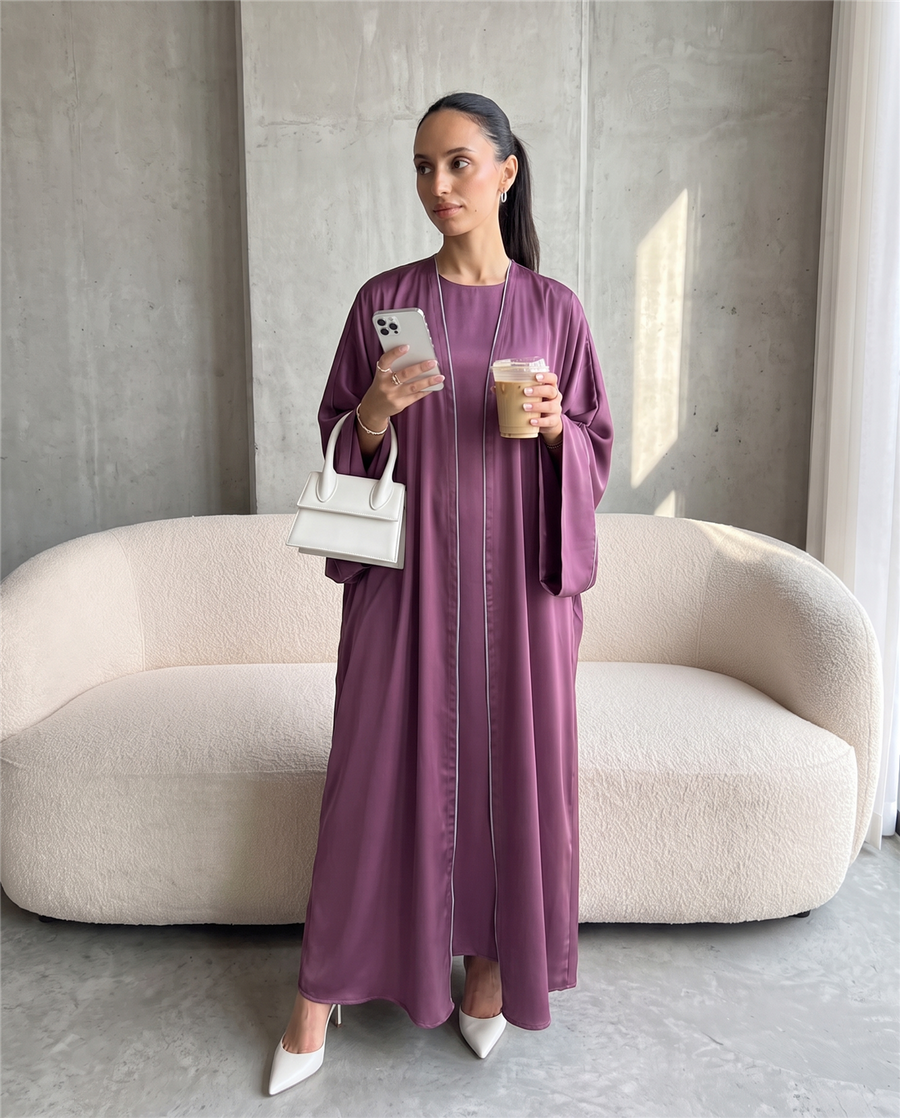 Elegant Purple Open Abaya