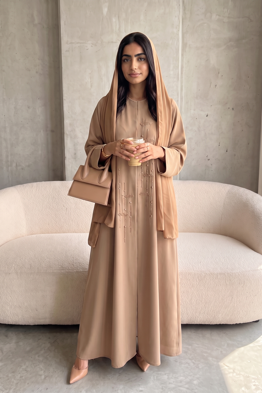 Beige Blush Harmony Abaya