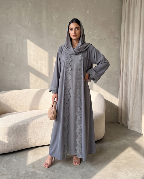 Moonstone Lace Abaya Set