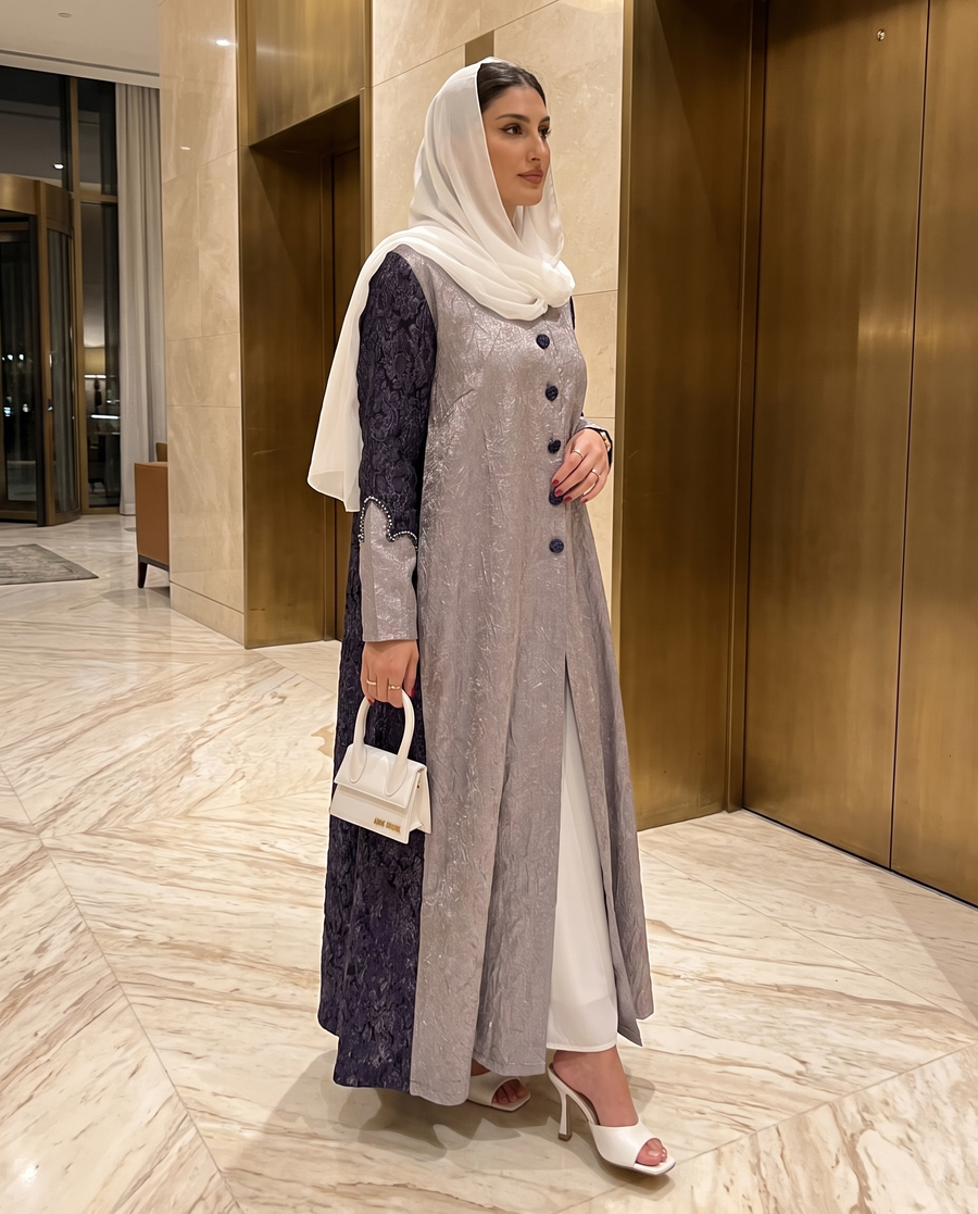 Amethyst Royale Textured Panel Abaya
