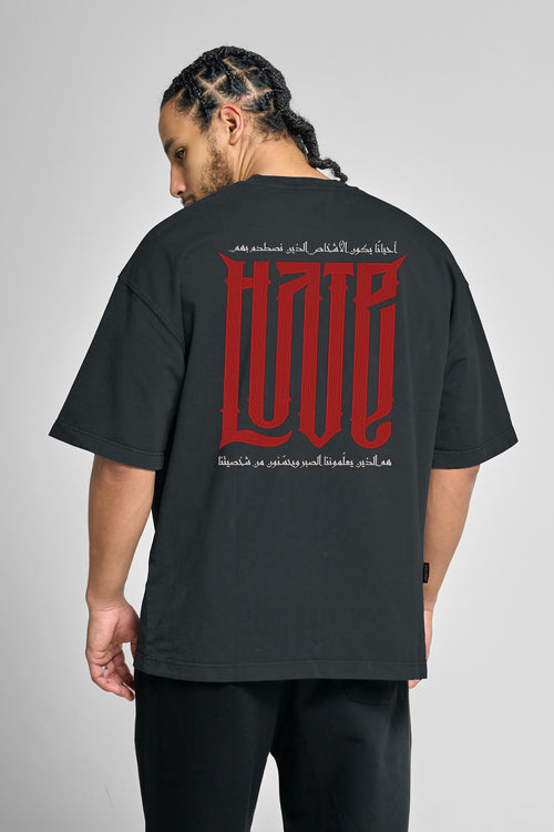 LOVE / HATE - Embroidery - Oversized T-Shirt – hover image