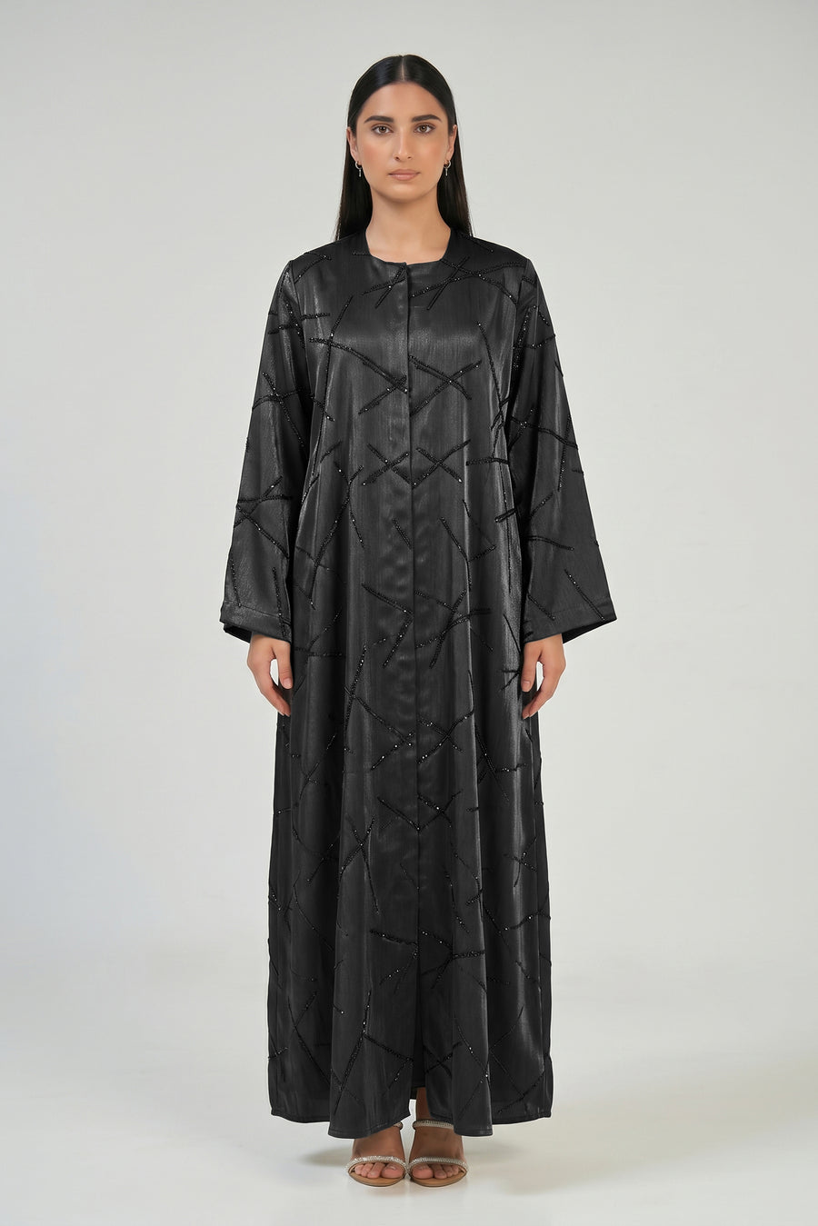 Midnight Geometric Shimmer Abaya