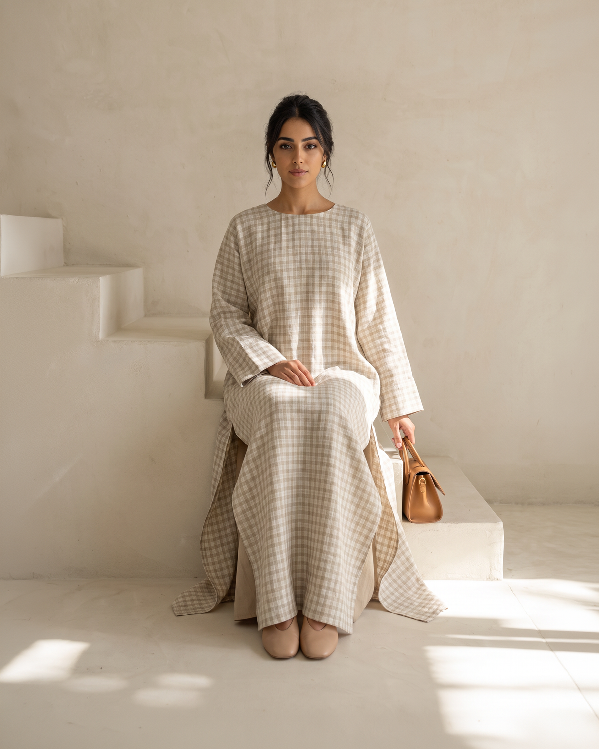 Sand Check Dress