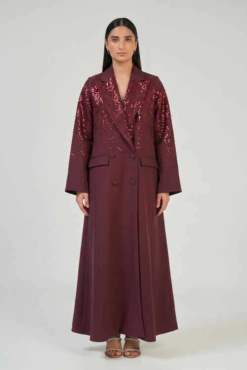 Burgundy Royale Sequin Abaya