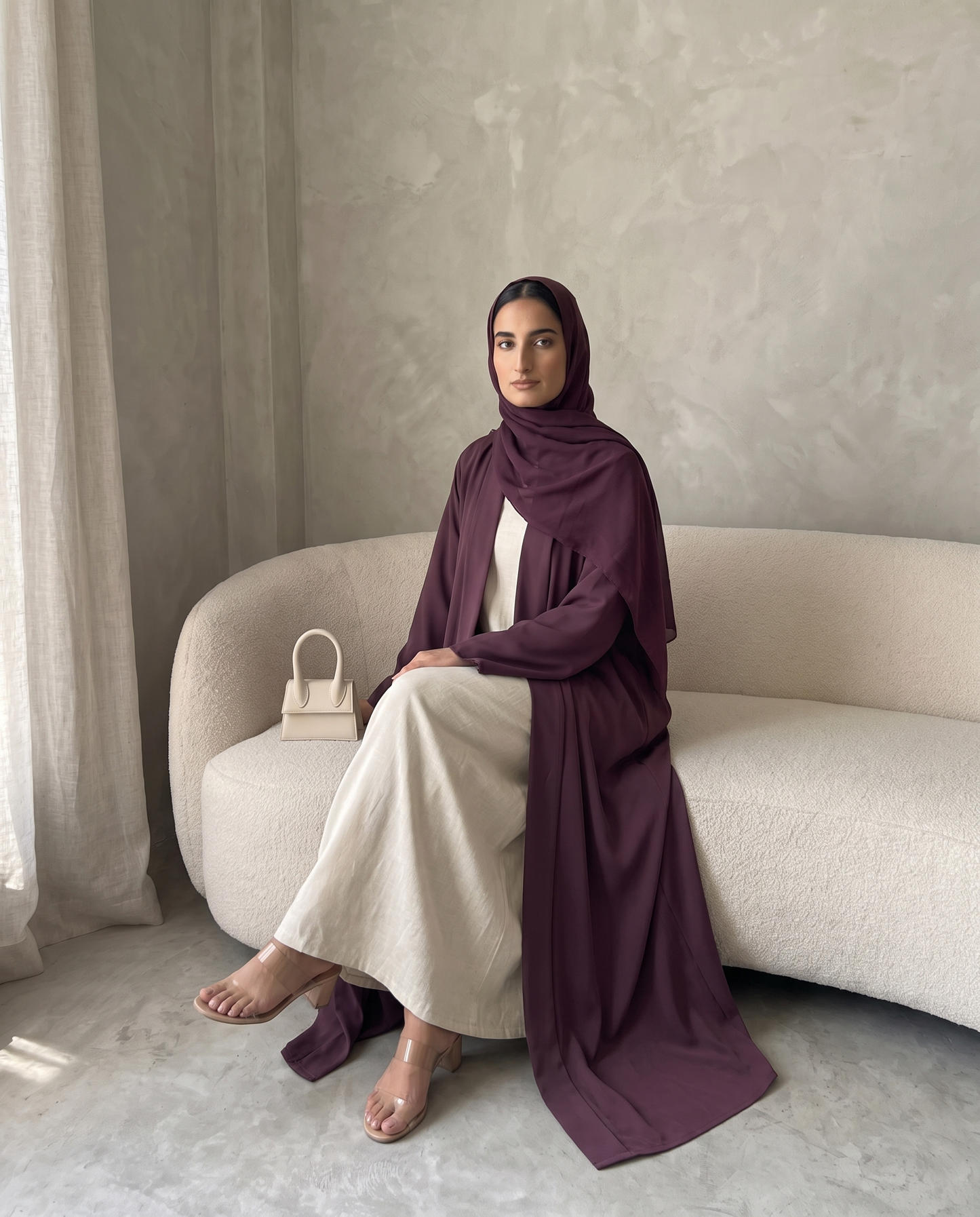 Mulberry Plum Pleated Abaya