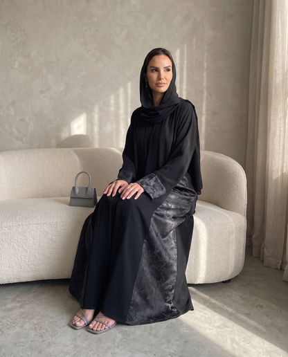 Premium Open Abaya with Contrast Panel Insets