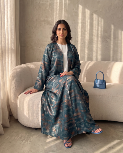 Abstract Horizon Textured Jade Abaya