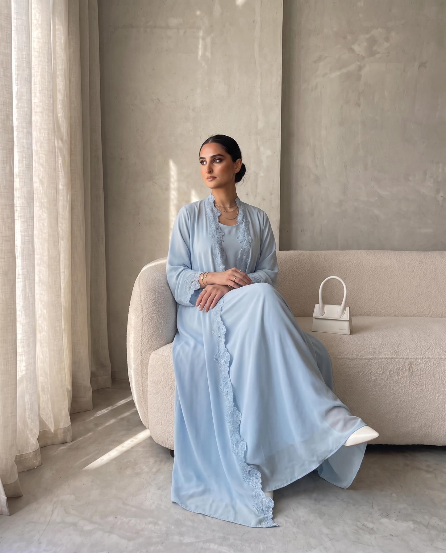 Sky Serenity Lace Abaya