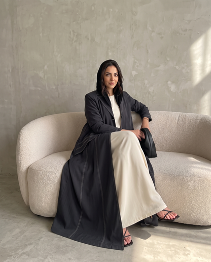 Midnight Structured Panel Cupro Abaya