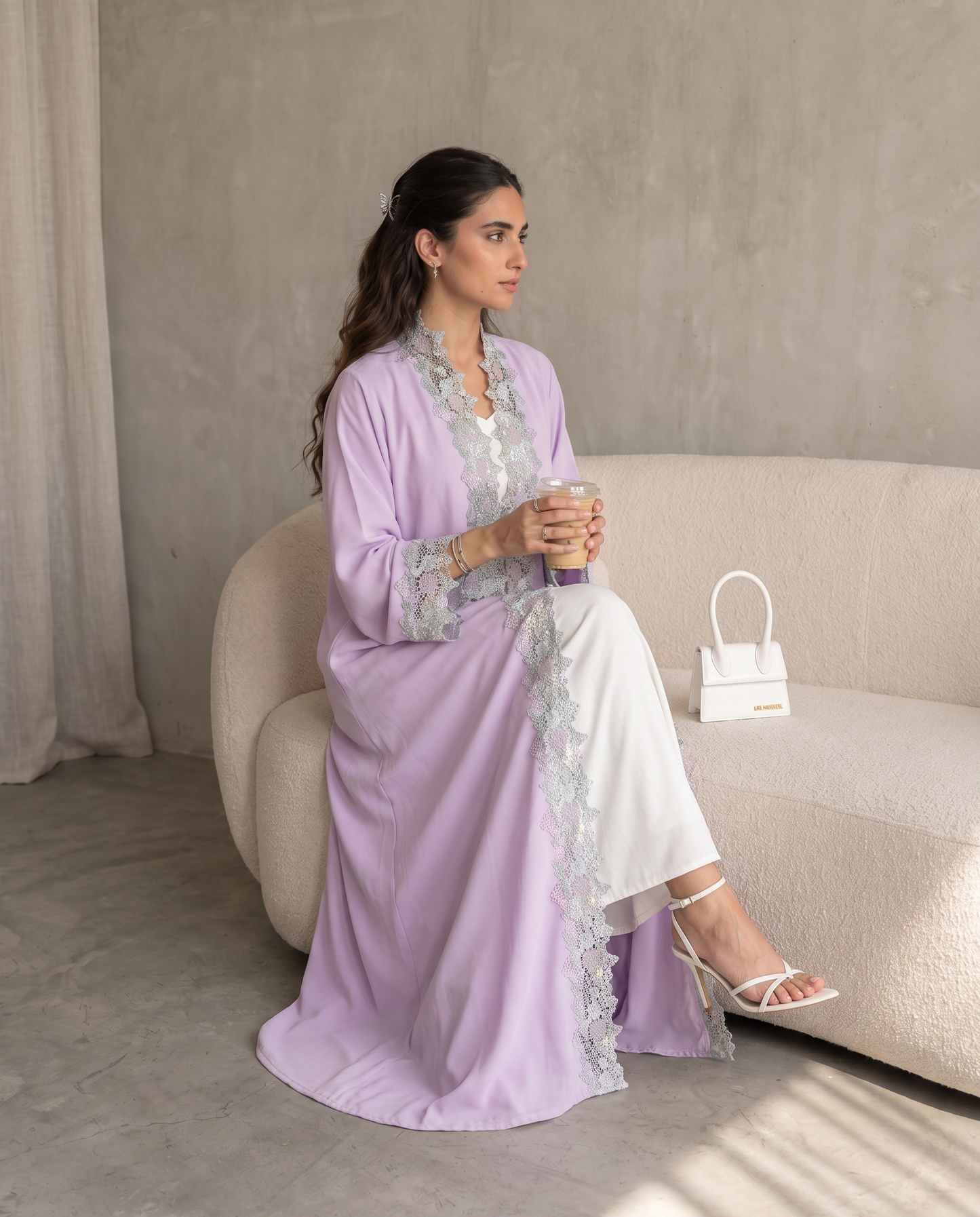 Lavender Blossom Lace Abaya