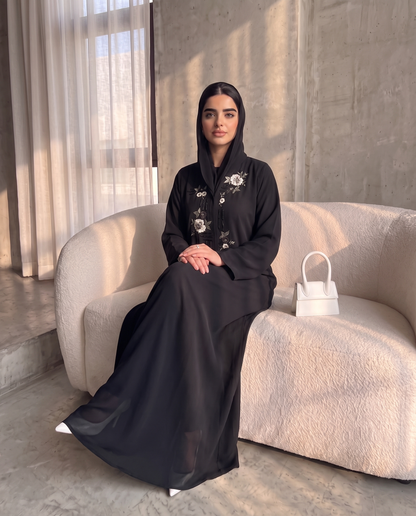 Midnight Bloom Embroidered Abaya