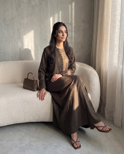 Tailored Bronze Button Abaya