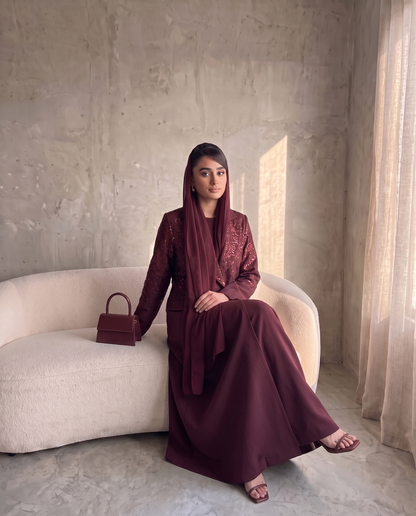 Burgundy Royale Sequin Abaya
