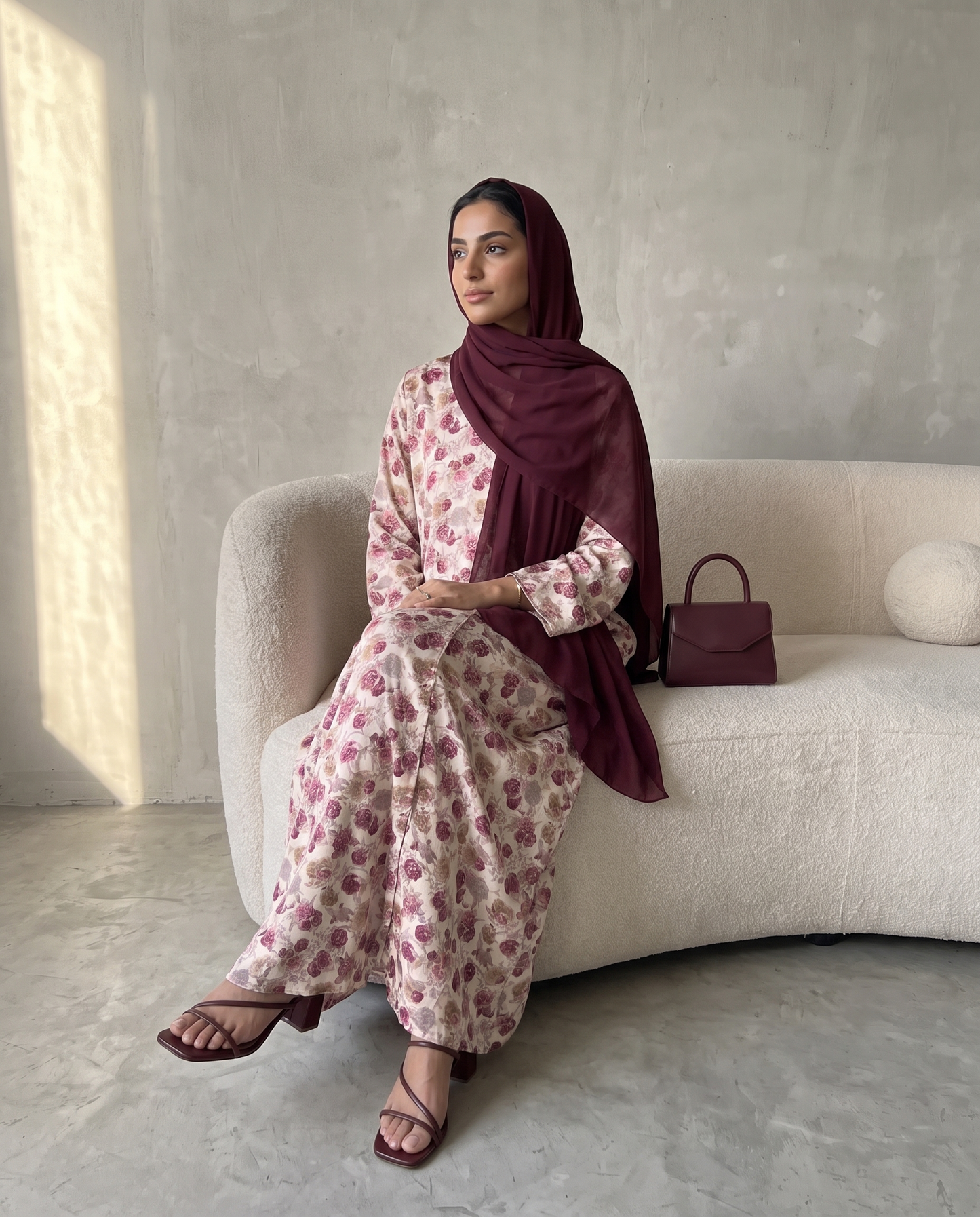 Vintage Rose Printed Abaya