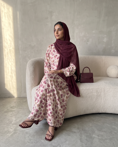 Vintage Rose Printed Abaya
