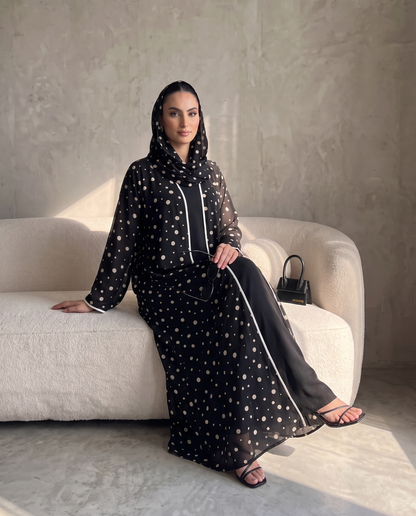 Classic Polka Dot Open Abaya