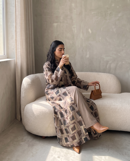 Geometric Mosaic Jacquard Abaya