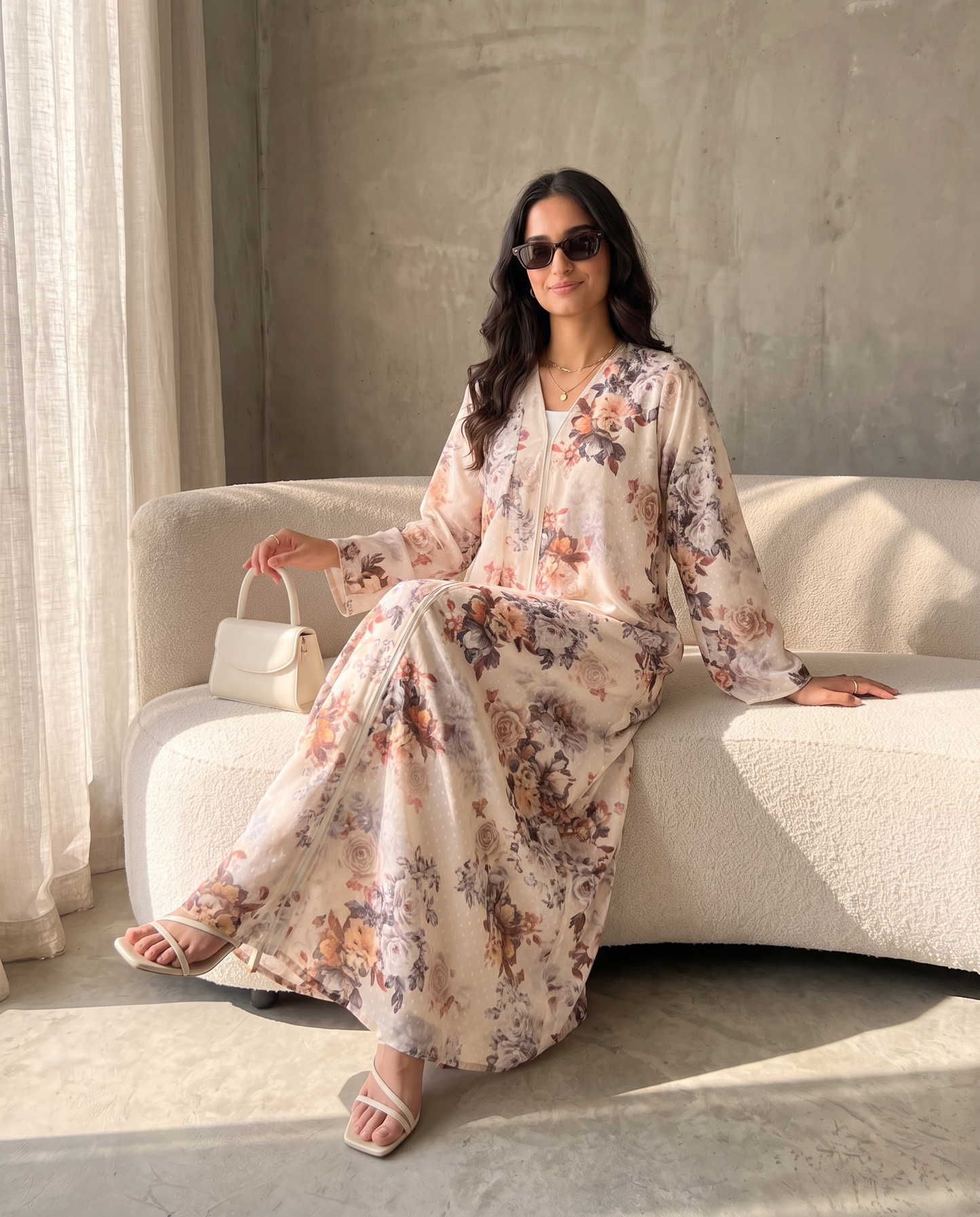 Vintage Rose Layered Floral Abaya