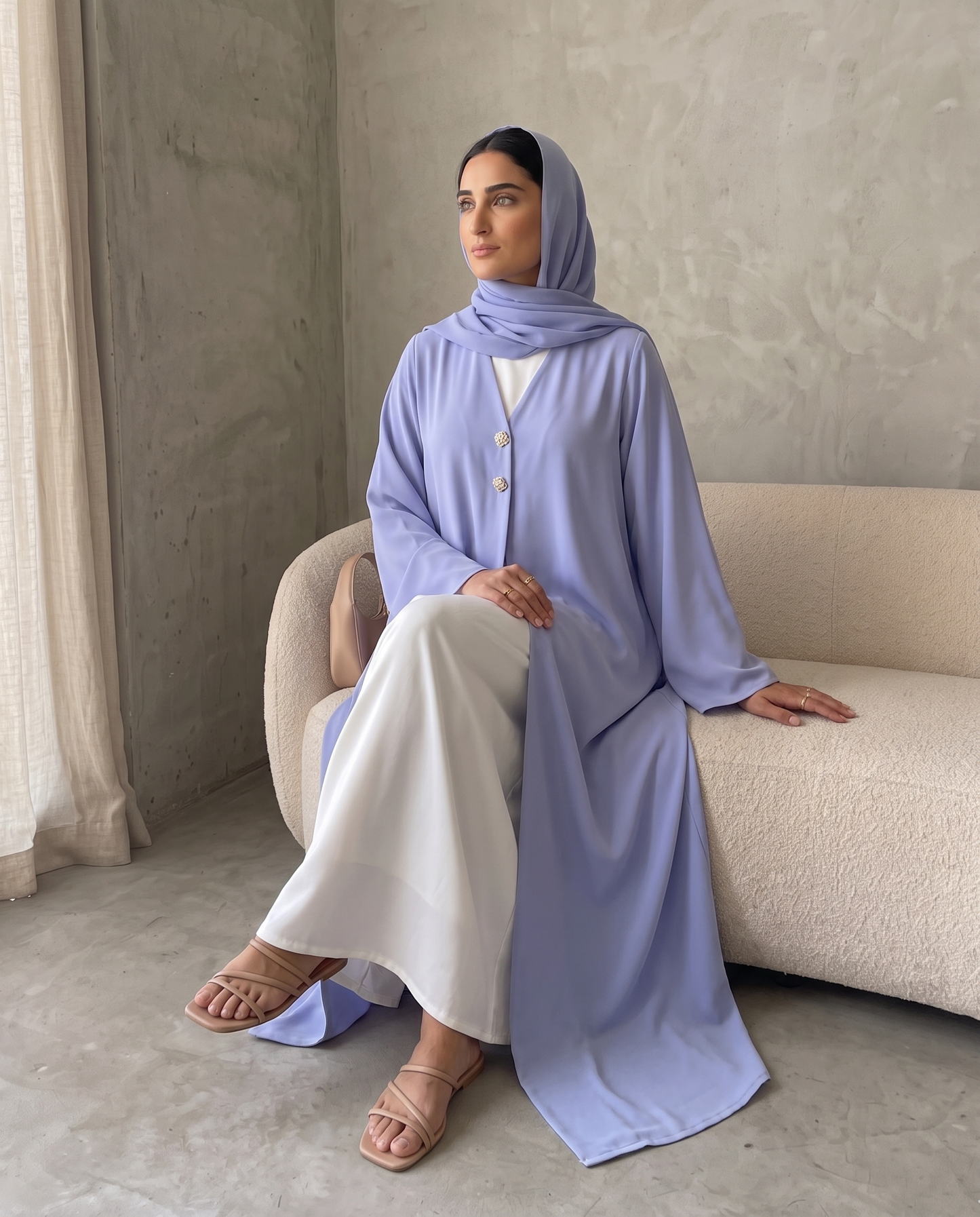 Azure Grace Button Detail Abaya