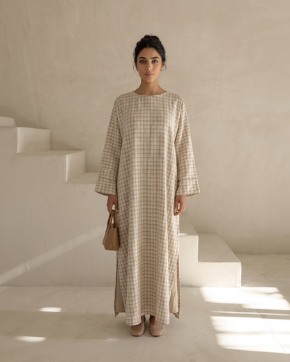 Sand Check Dress