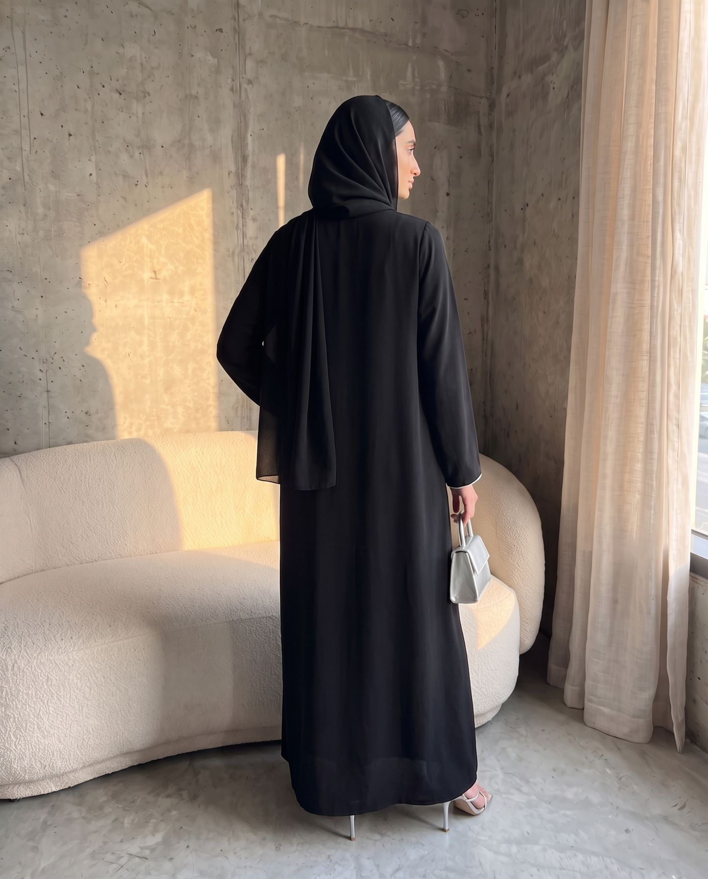 Noir Wildflower Line Abaya