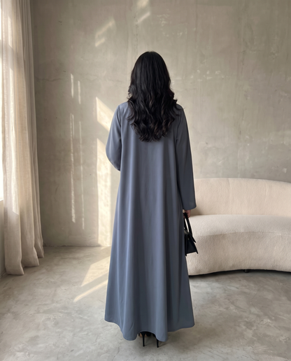 Slate Blue Pleated Abaya