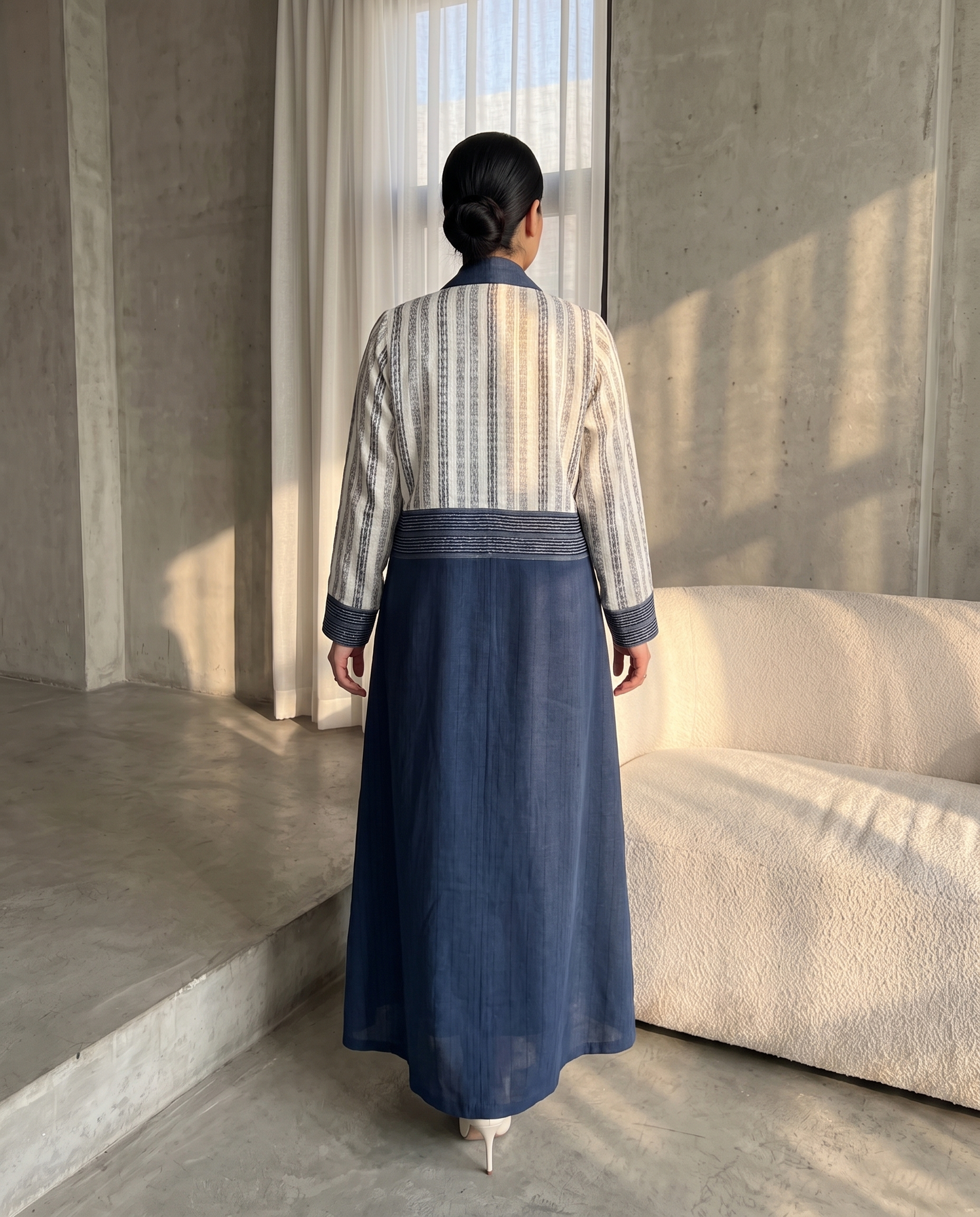 Striped Contrast Panel Abaya