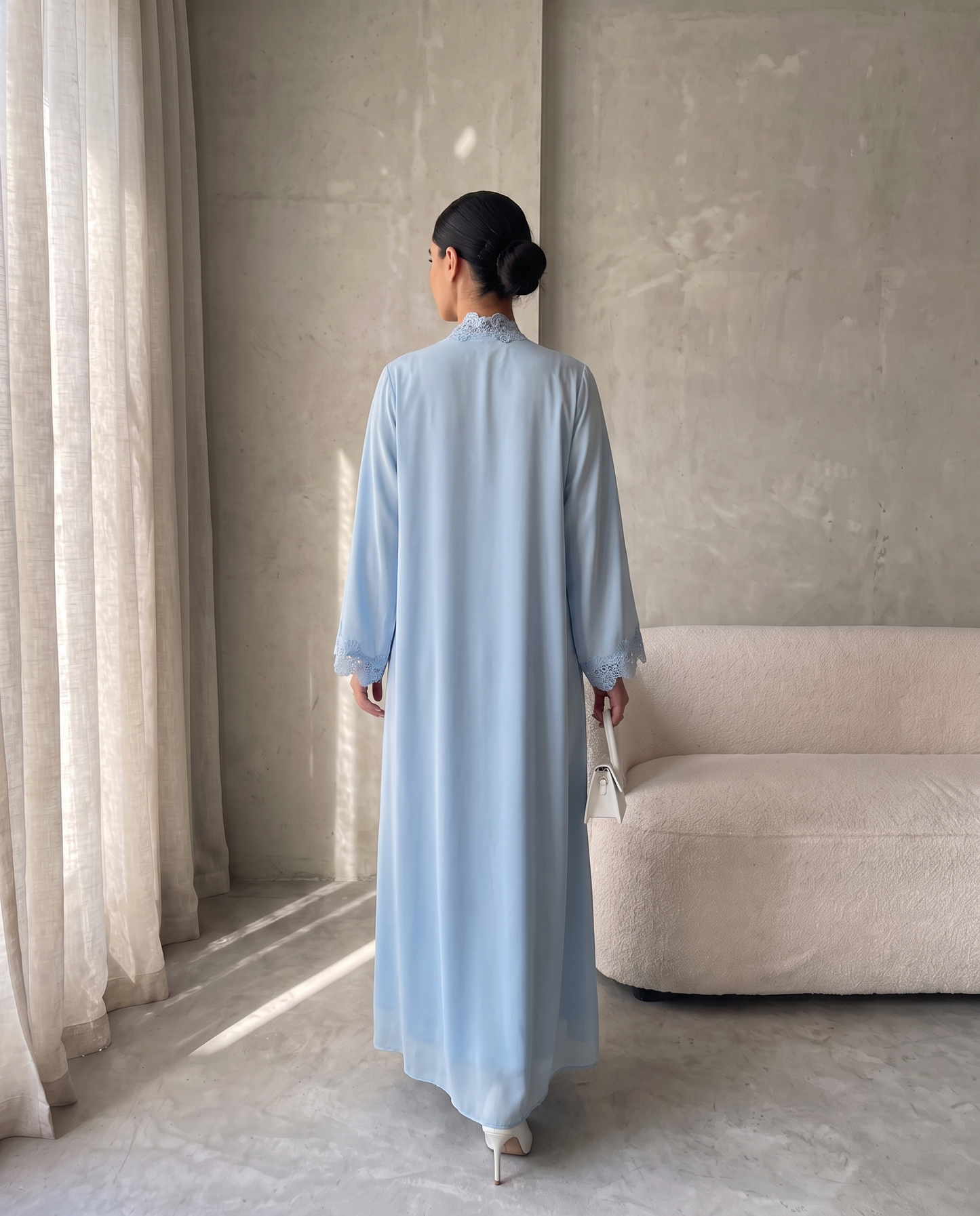 Sky Serenity Lace Abaya