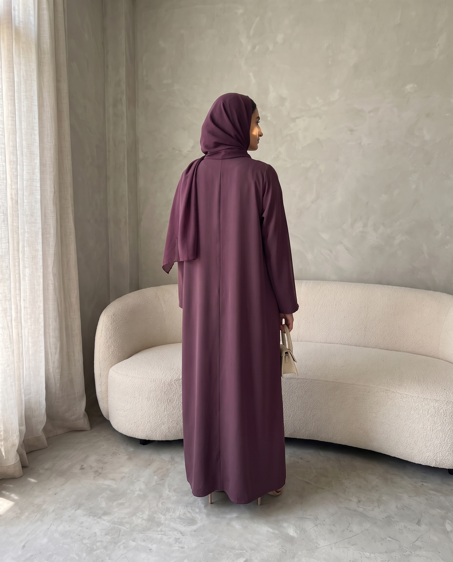 Mulberry Plum Pleated Abaya