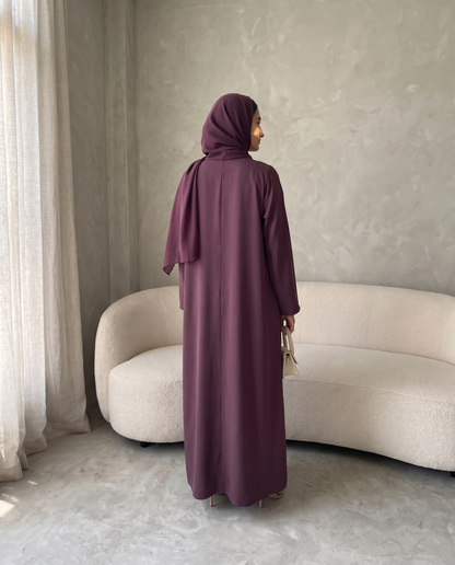 Mulberry Plum Pleated Abaya