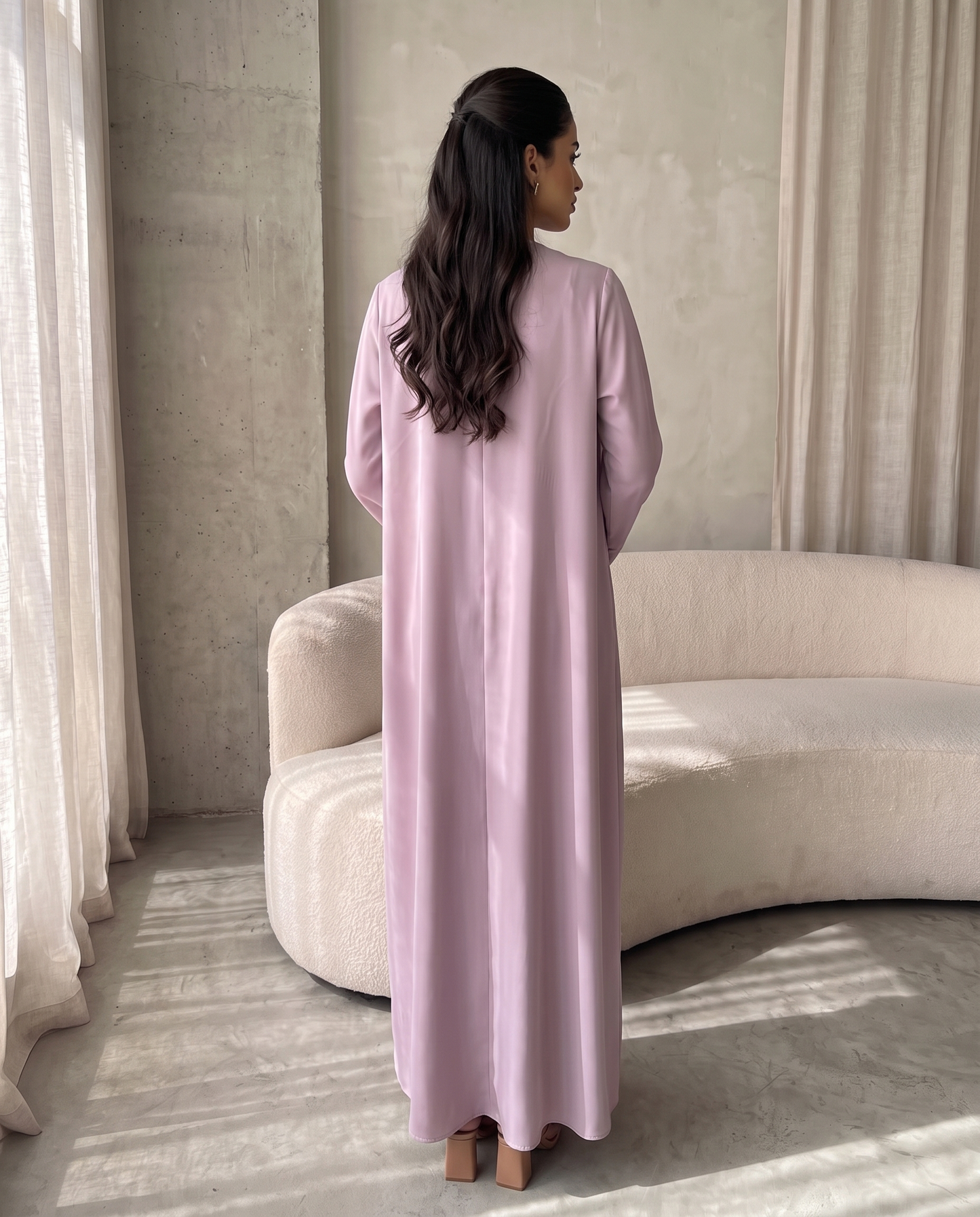 Tailored Mauve Button Abaya
